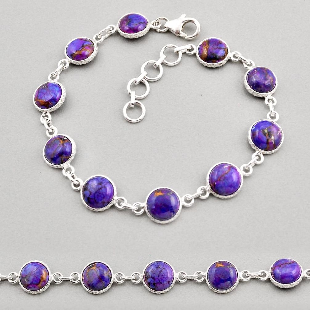 19.23cts tennis purple copper turquoise 925 sterling silver bracelet y92081