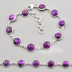 18.15cts tennis purple copper turquoise 925 sterling silver bracelet y92082