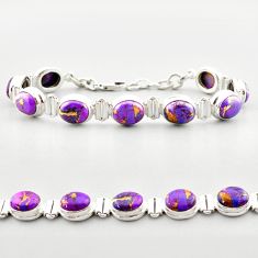 37.39cts tennis purple copper turquoise oval 925 sterling silver bracelet t59949