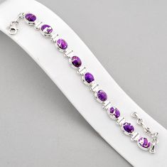 25.89cts tennis purple copper turquoise oval 925 sterling silver bracelet y61333