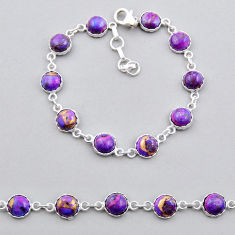 17.78cts tennis purple copper turquoise round sterling silver bracelet y25296