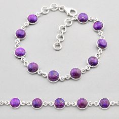 16.03cts tennis purple copper turquoise round sterling silver bracelet y61350