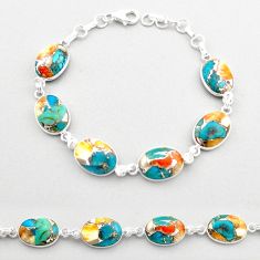 30.49cts tennis spiny oyster arizona turquoise 925 silver bracelet t62601