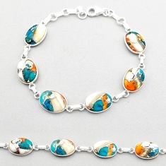 26.54cts tennis spiny oyster arizona turquoise 925 silver bracelet t62602