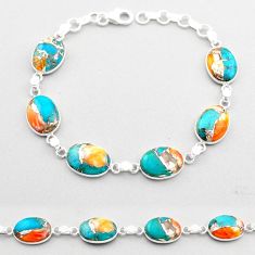 28.08cts tennis spiny oyster arizona turquoise 925 silver bracelet t62604