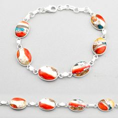 27.52cts tennis spiny oyster arizona turquoise 925 silver bracelet t62606