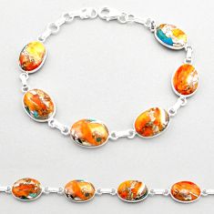 29.90cts tennis spiny oyster arizona turquoise 925 silver bracelet t62613