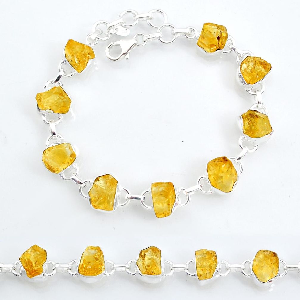 32.32cts tennis yellow citrine raw 925 sterling silver bracelet jewelry t6648