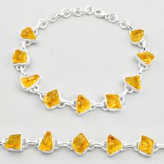 34.57cts tennis yellow citrine rough 925 sterling silver bracelet jewelry t69962