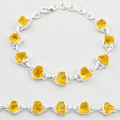 33.79cts tennis yellow citrine rough 925 sterling silver bracelet jewelry t69968