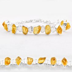 38.85cts tennis yellow citrine rough 925 sterling silver bracelet jewelry t83598