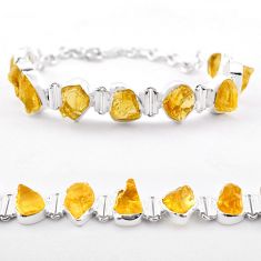 45.05cts tennis yellow citrine rough 925 sterling silver bracelet jewelry t83652