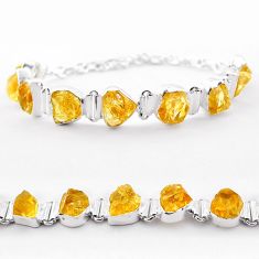 43.15cts tennis yellow citrine rough 925 sterling silver bracelet jewelry t83653