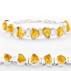 41.38cts tennis yellow citrine rough 925 sterling silver bracelet jewelry t83655