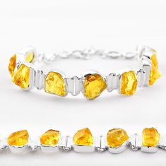 42.94cts tennis yellow citrine rough 925 sterling silver bracelet jewelry t83658