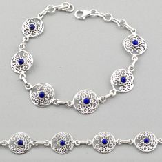 2.37cts tree of life natural blue lapis lazuli 925 silver bracelet t88585