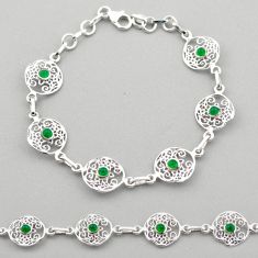 2.24cts tree of life natural green chalcedony 925 silver bracelet jewelry t88591