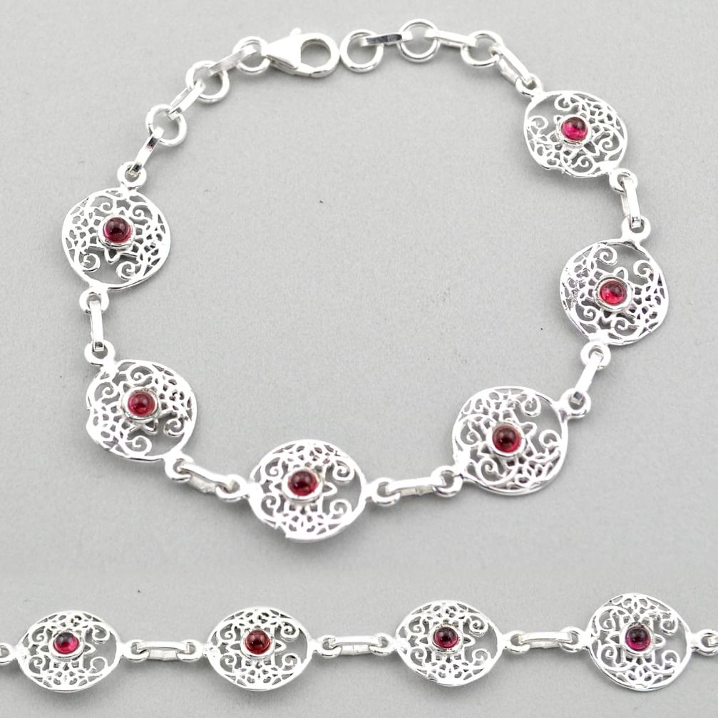 2.31cts tree of life natural red garnet 925 sterling silver bracelet t88588