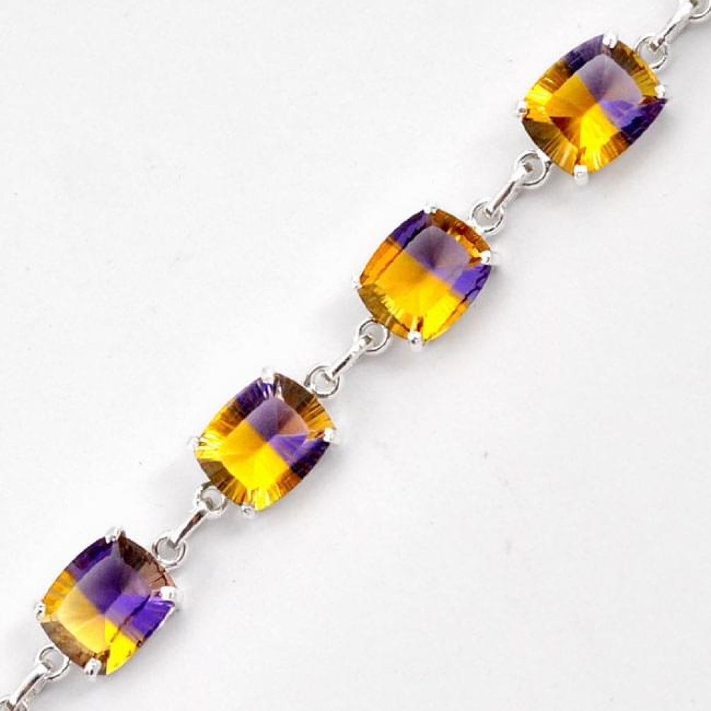 MAGICAL MULTICOLOR AMETRINE 925 STERLING SILVER LINK BRACELET JEWELRY G68952