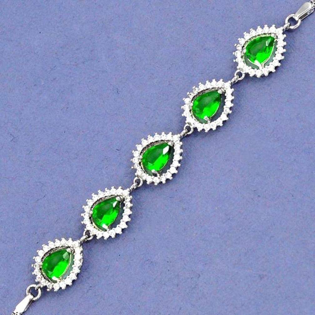 MAGICL GREEN RUSSIAN NANO EMERALD TOPAZ 925 STERLING SILVER BRACELET H42727