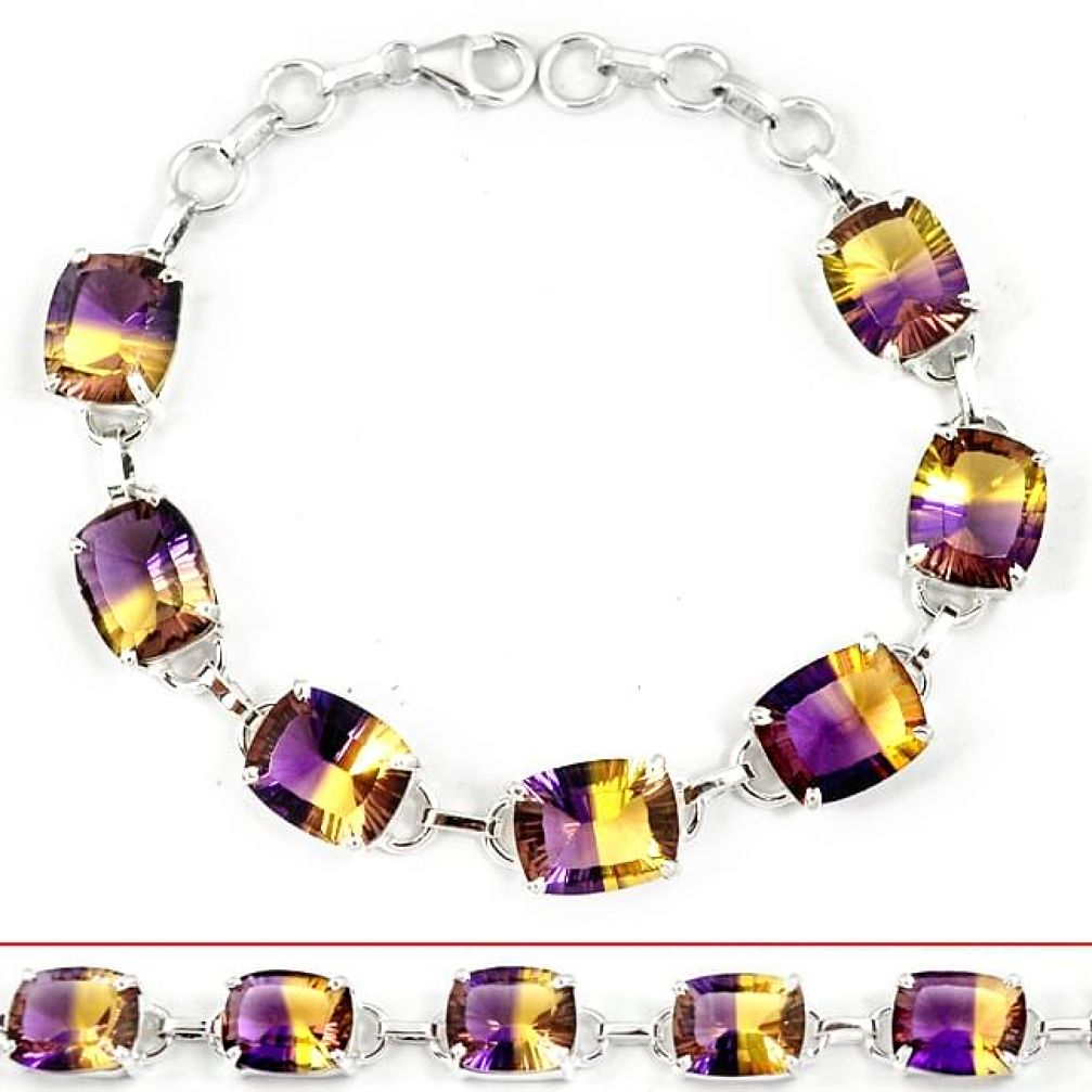 Multi color ametrine octagon 925 sterling silver link bracelet jewelry h70081