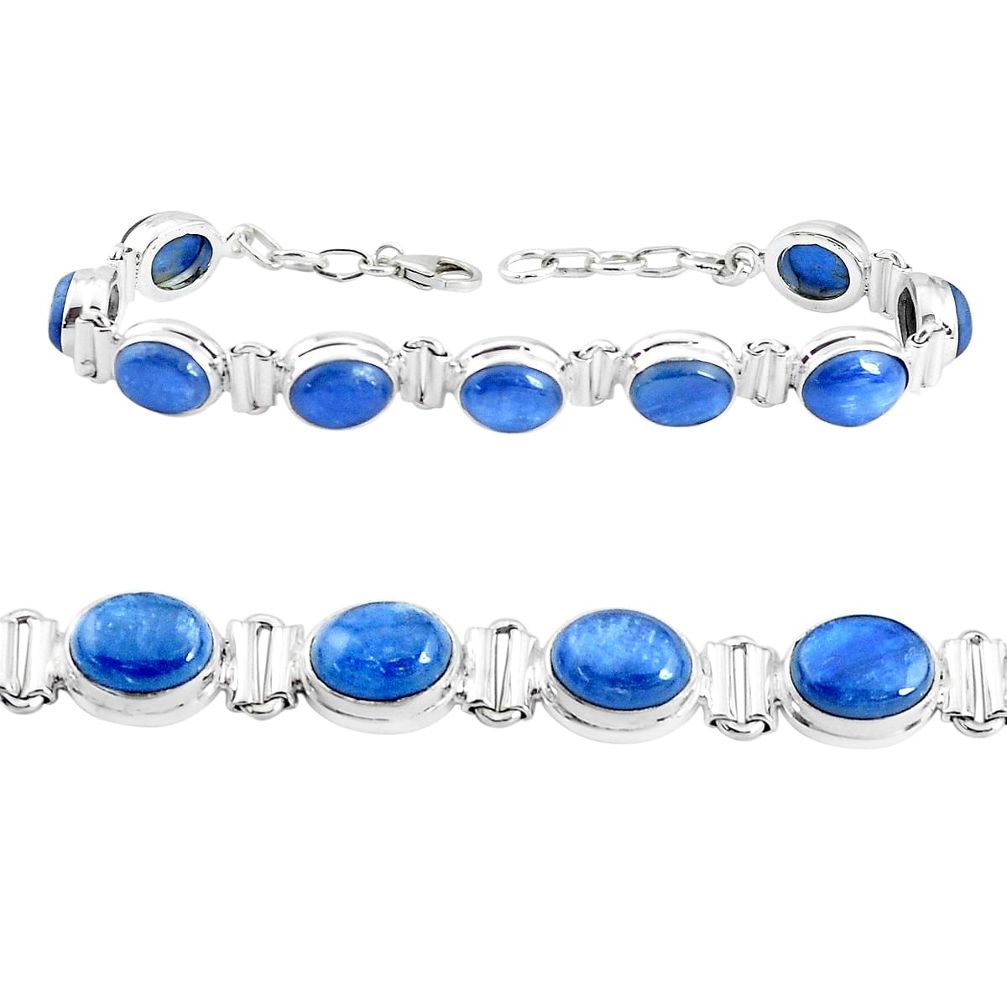 38.91cts natural blue kyanite 925 sterling silver tennis bracelet jewelry p39021