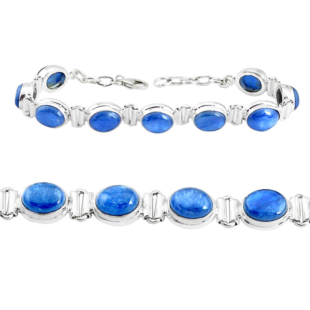 38.53cts natural blue kyanite 925 sterling silver tennis bracelet jewelry p39023