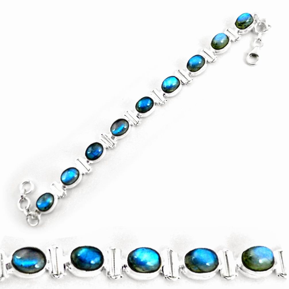 30.72cts natural blue labradorite 925 silver tennis bracelet jewelry p65078