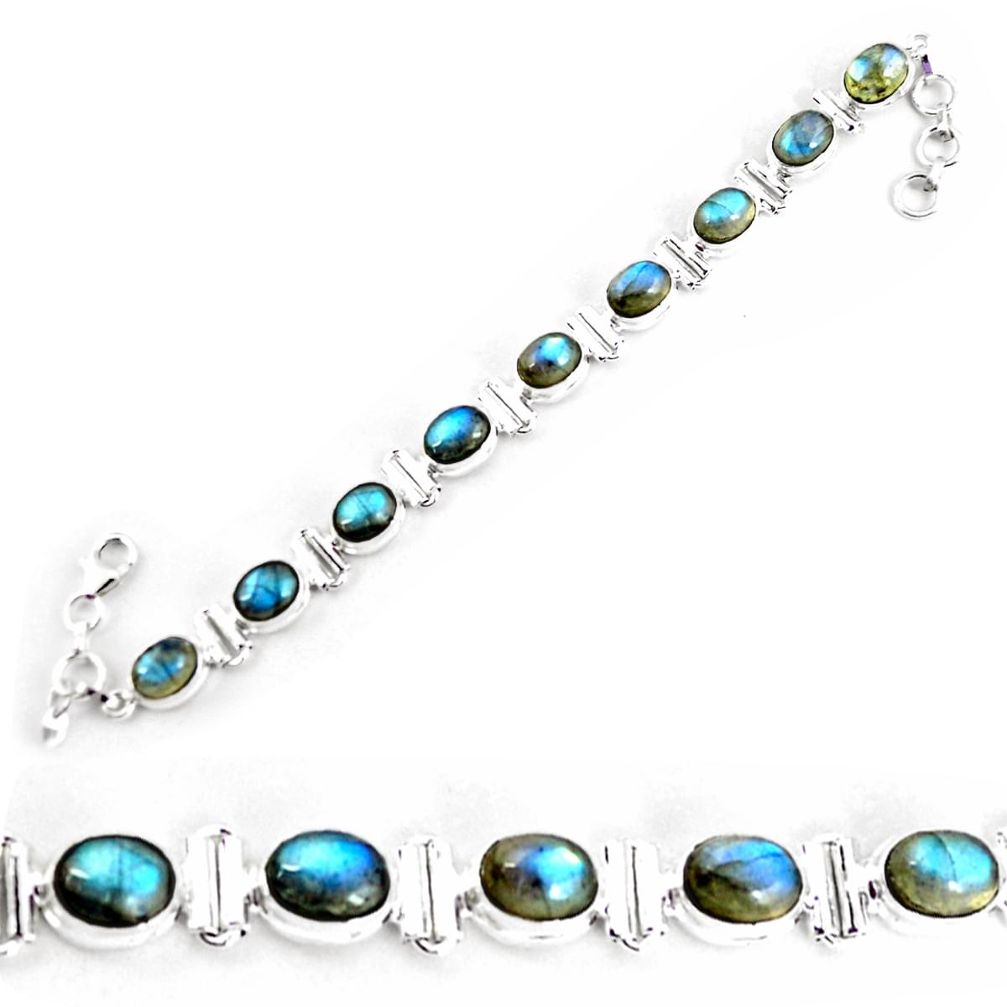 29.54cts natural blue labradorite 925 sterling silver tennis bracelet p65068