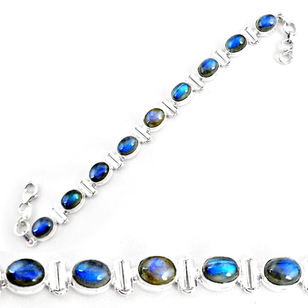 29.54cts natural blue labradorite 925 sterling silver tennis bracelet p65072