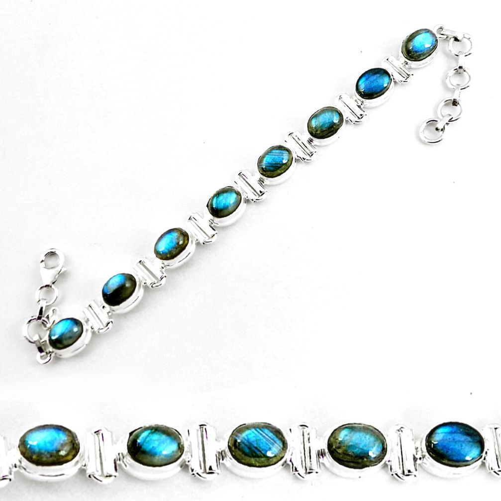 25.24cts natural blue labradorite 925 sterling silver tennis bracelet p65075