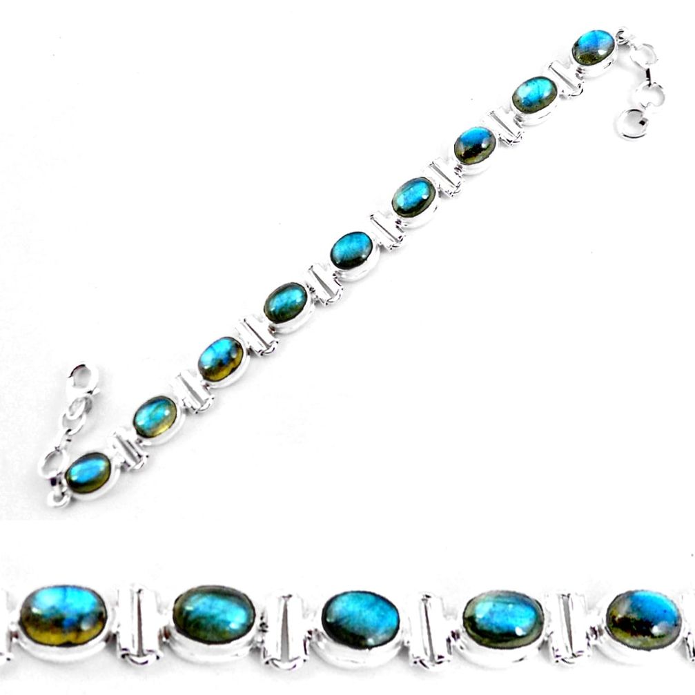 28.04cts natural blue labradorite 925 sterling silver tennis bracelet p65076