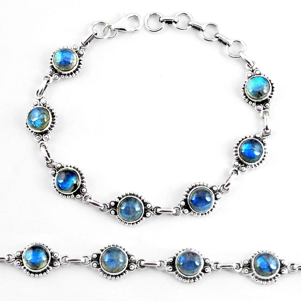 19.23cts natural blue labradorite 925 sterling silver tennis bracelet p65179