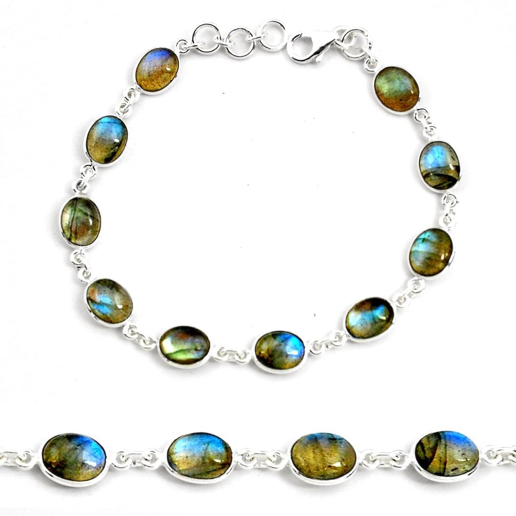 23.95cts natural blue labradorite 925 sterling silver tennis bracelet p72946