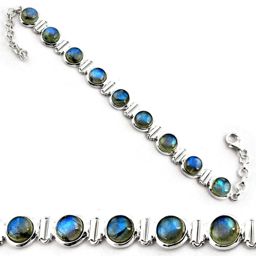 28.61cts natural blue labradorite 925 sterling silver tennis bracelet p81422