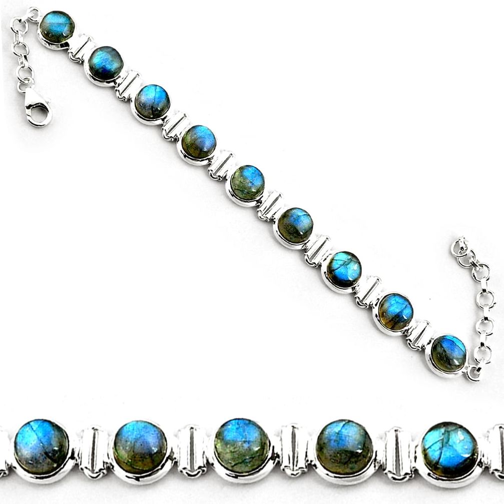 29.81cts natural blue labradorite 925 sterling silver tennis bracelet p81423
