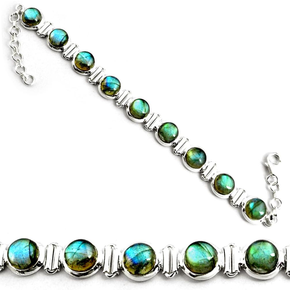 27.91cts natural blue labradorite 925 sterling silver tennis bracelet p81425