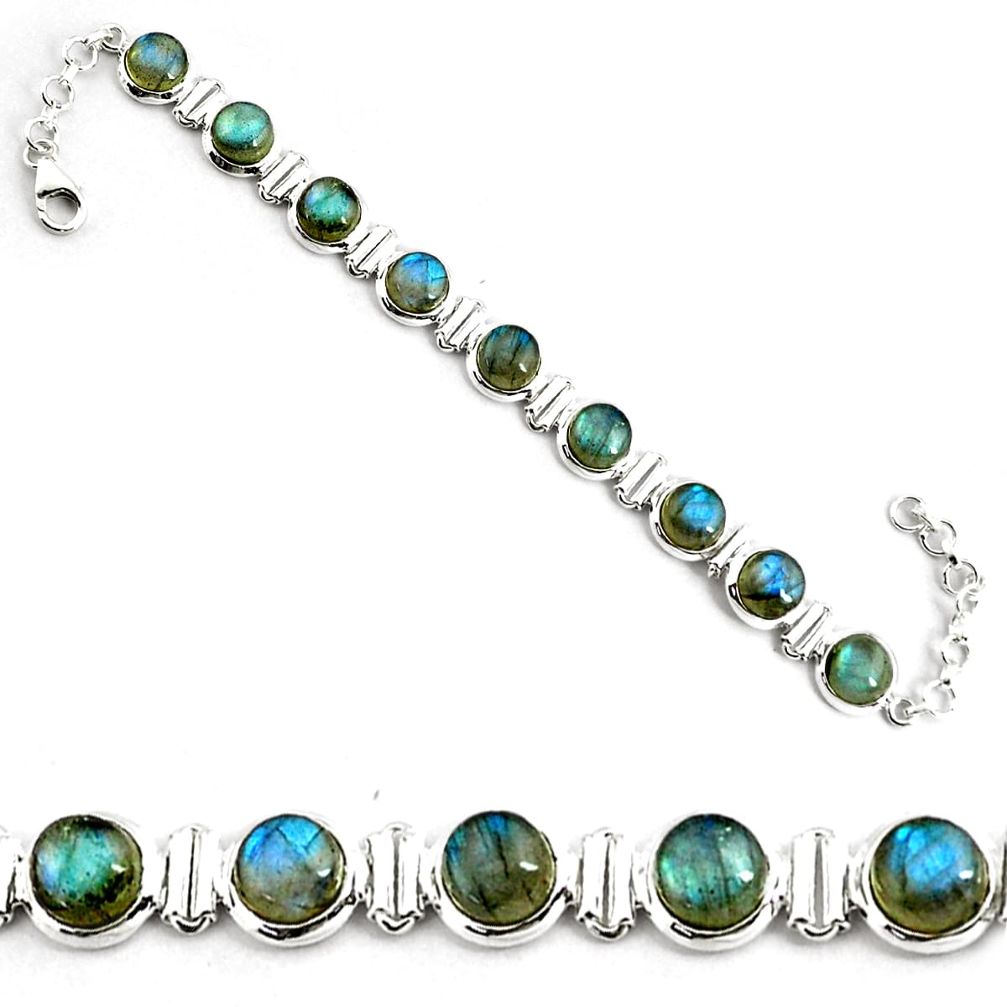 28.56cts natural blue labradorite 925 sterling silver tennis bracelet p81426