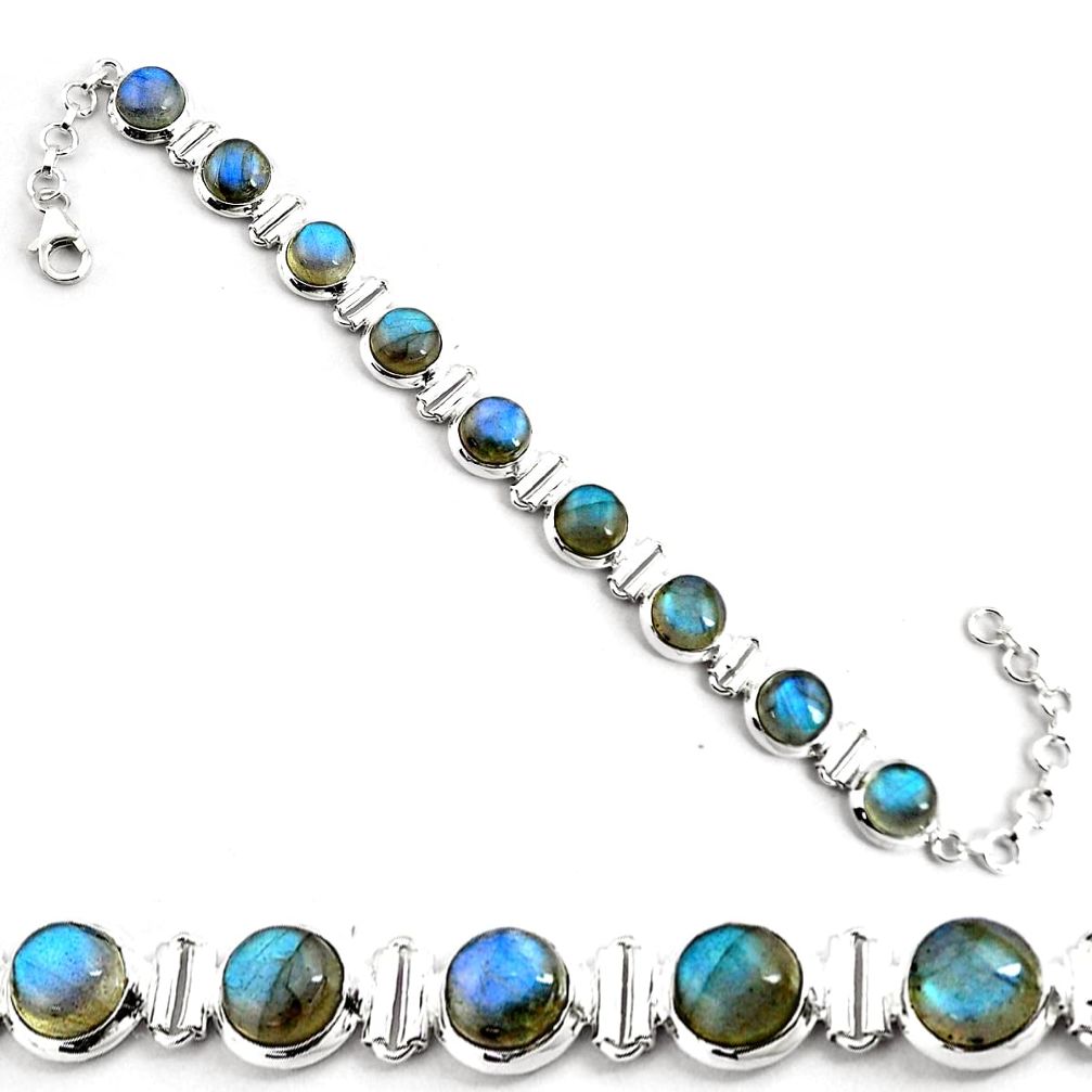 30.46cts natural blue labradorite 925 sterling silver tennis bracelet p81431