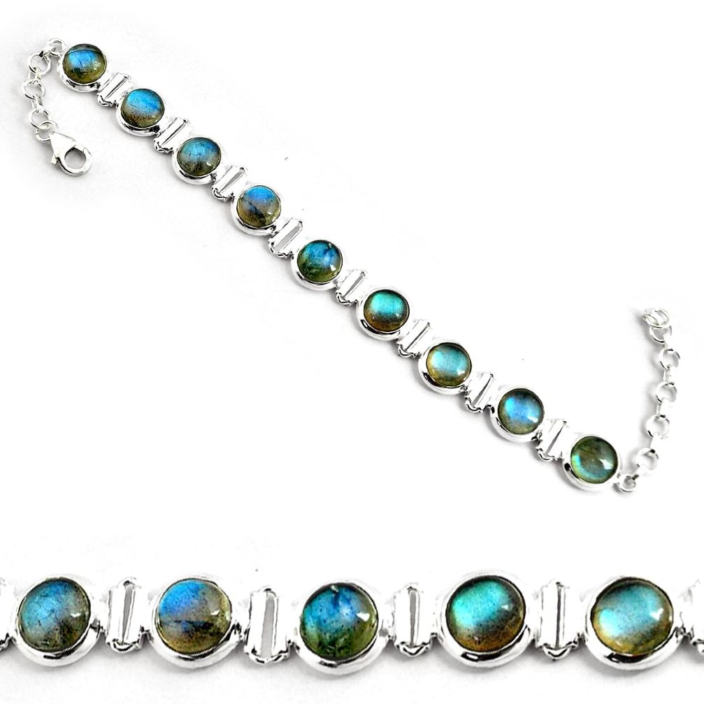 28.54cts natural blue labradorite 925 sterling silver tennis bracelet p81434