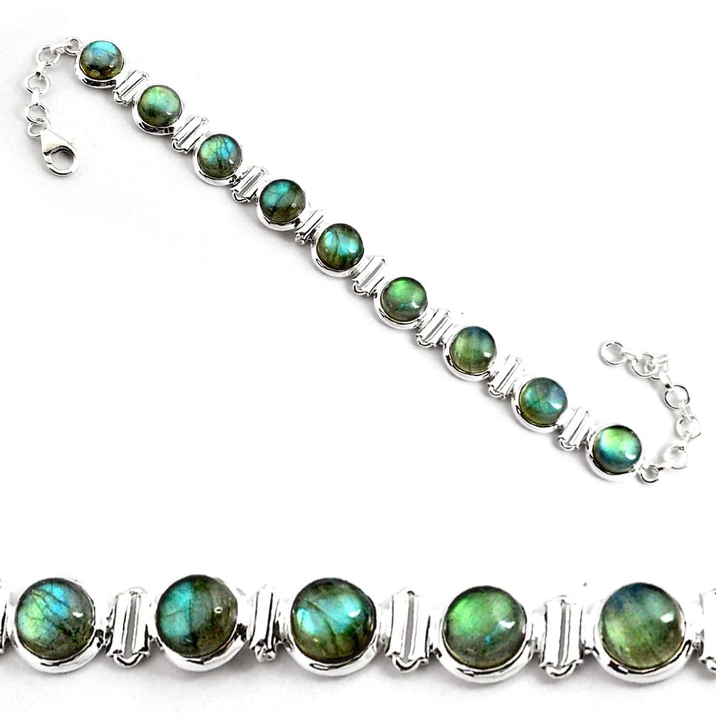 28.99cts natural blue labradorite 925 sterling silver tennis bracelet p81437