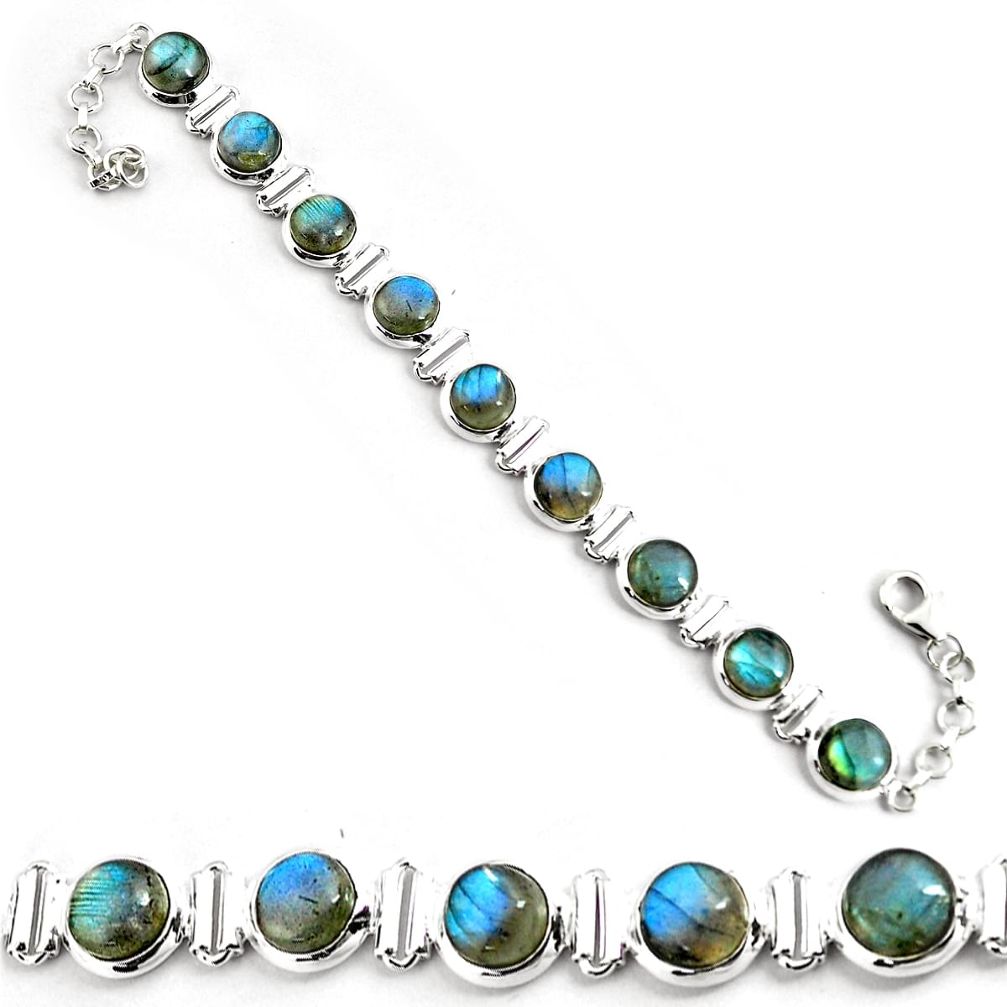 29.81cts natural blue labradorite 925 sterling silver tennis bracelet p81438