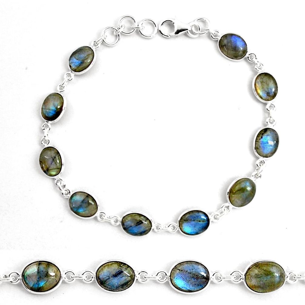 25.86cts natural blue labradorite 925 sterling silver tennis bracelet p87758