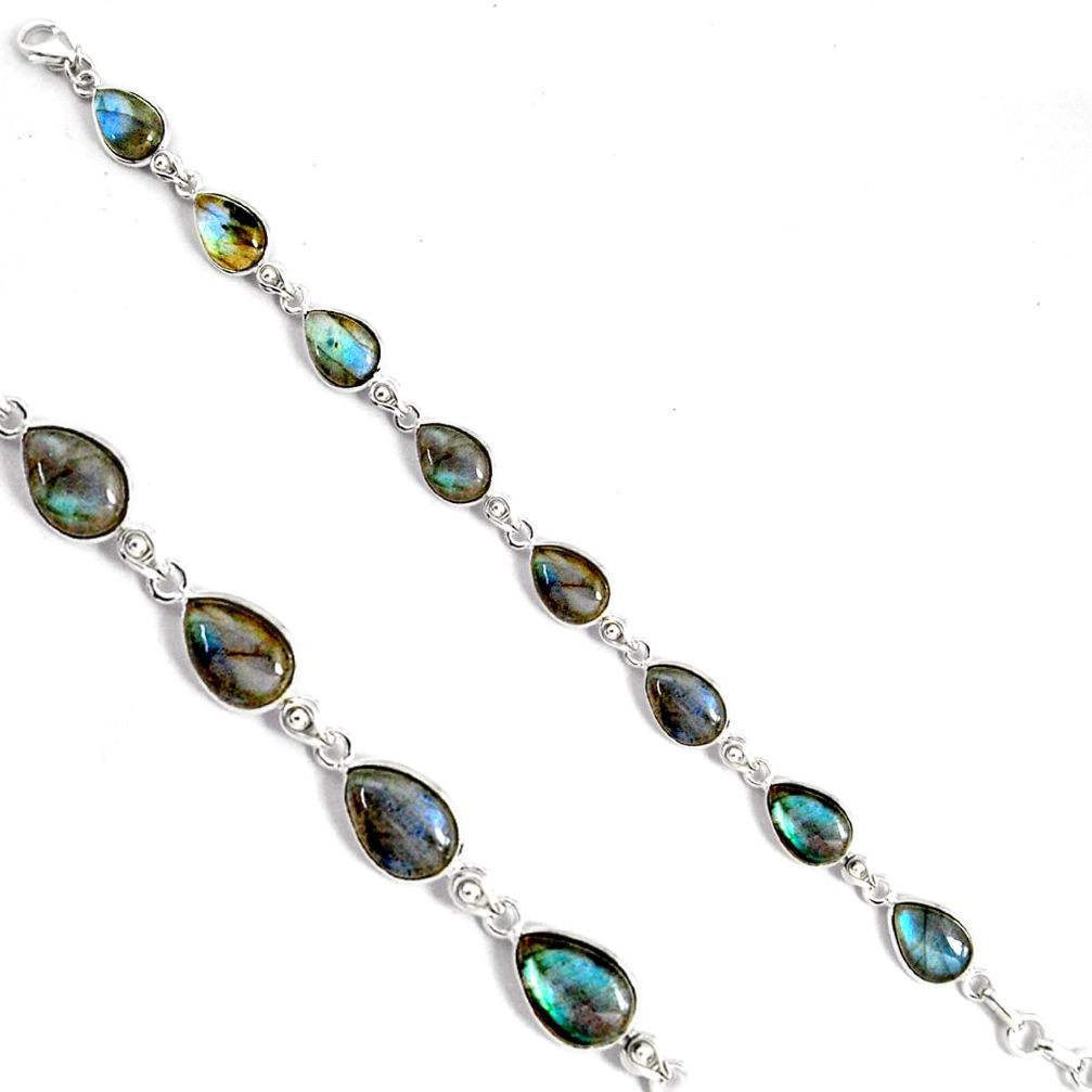 32.73cts natural blue labradorite 925 sterling silver tennis bracelet p89622