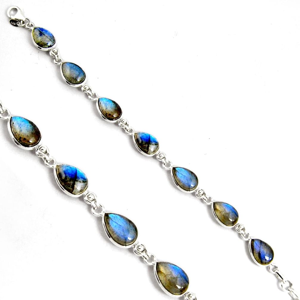 29.34cts natural blue labradorite 925 sterling silver tennis bracelet p89634