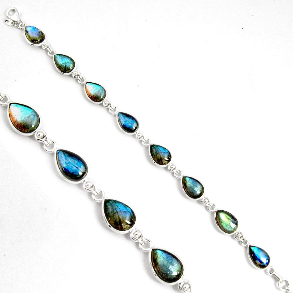 32.14cts natural blue labradorite 925 sterling silver tennis bracelet p89640