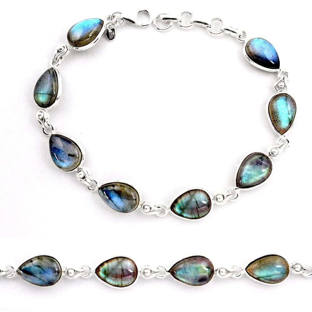 32.14cts natural blue labradorite 925 sterling silver tennis bracelet p92931