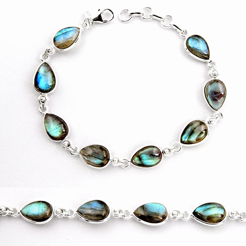 32.14cts natural blue labradorite 925 sterling silver tennis bracelet p92932