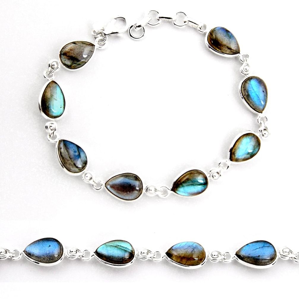 32.14cts natural blue labradorite 925 sterling silver tennis bracelet p92934