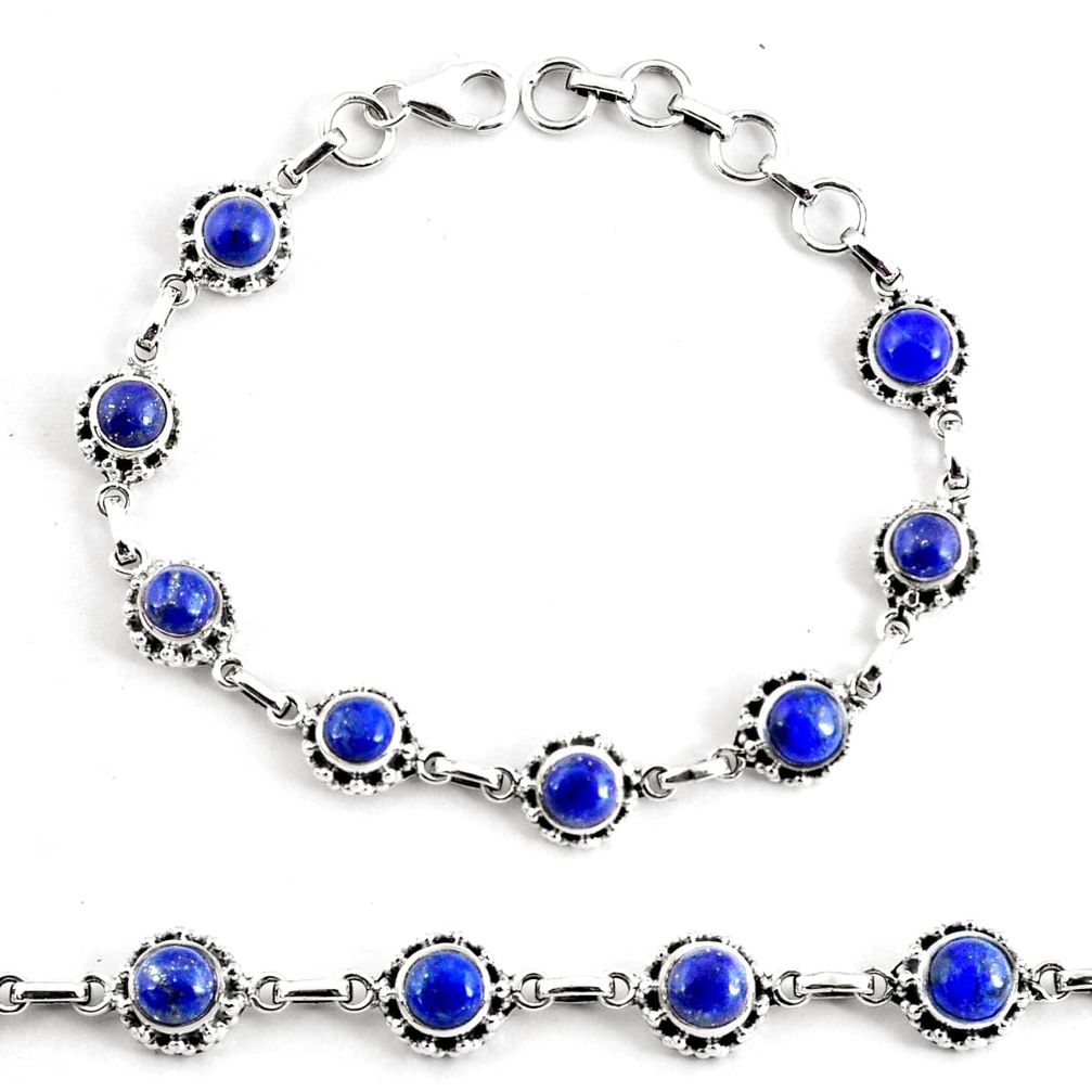 10.31cts natural blue lapis lazuli 925 silver tennis bracelet jewelry p68101